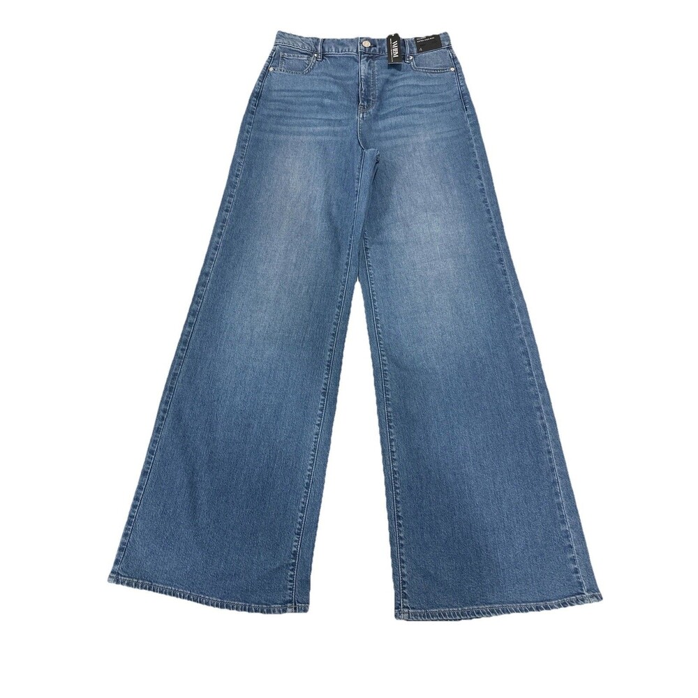 White House Black Market Palazzo Blue Jeans Women Sz 4 Extra High Rise Wide Leg